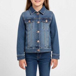 Denim Co - Jachetă de blugi fete, 122 (6-7 ani)